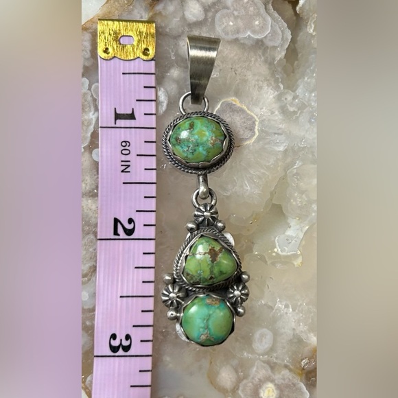 NWT Eli Skeets Sonoran Gold Turquoise and SS Pendant Navajo Handmade - Picture 6 of 13